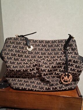 Michael Kors Brown and Black Logo-Print Tote
